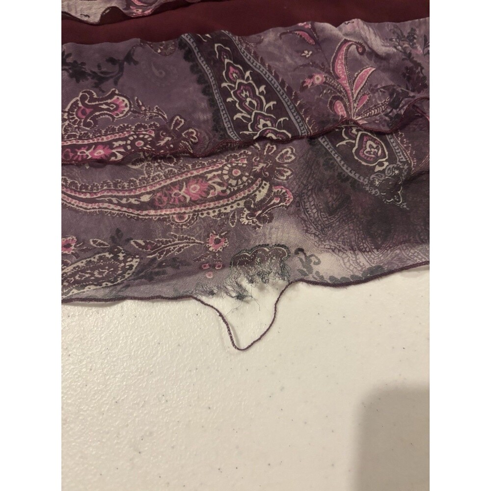 Vtg Y2k Silk Tiered Cami Blouse Asymmetrical Paisley Whimsigoth Fairy XL Purple - Picture 10 of 16